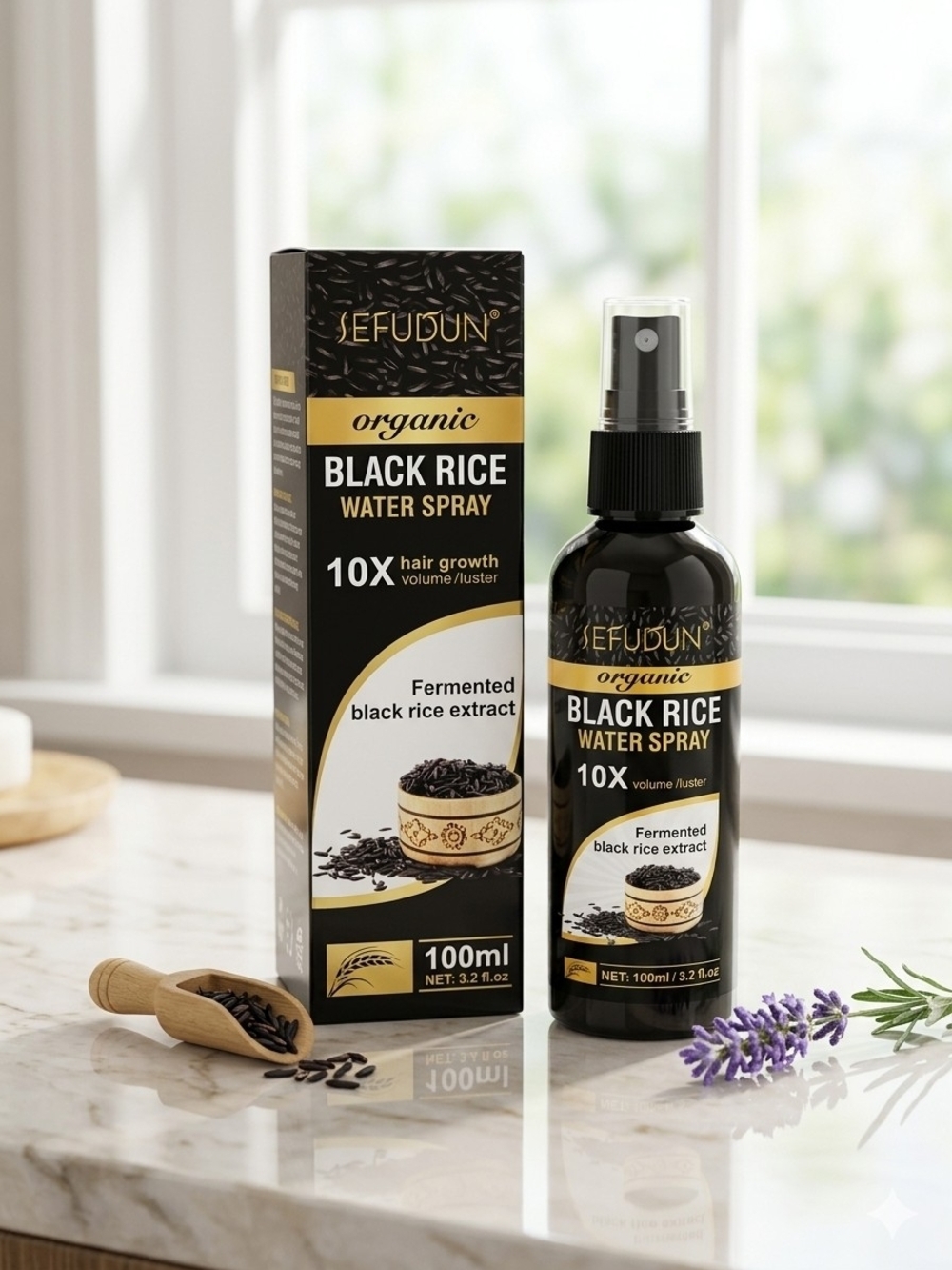NIB Sefudun Organic Black Rice Water Hair Growth Spray 100ml MSRP $38